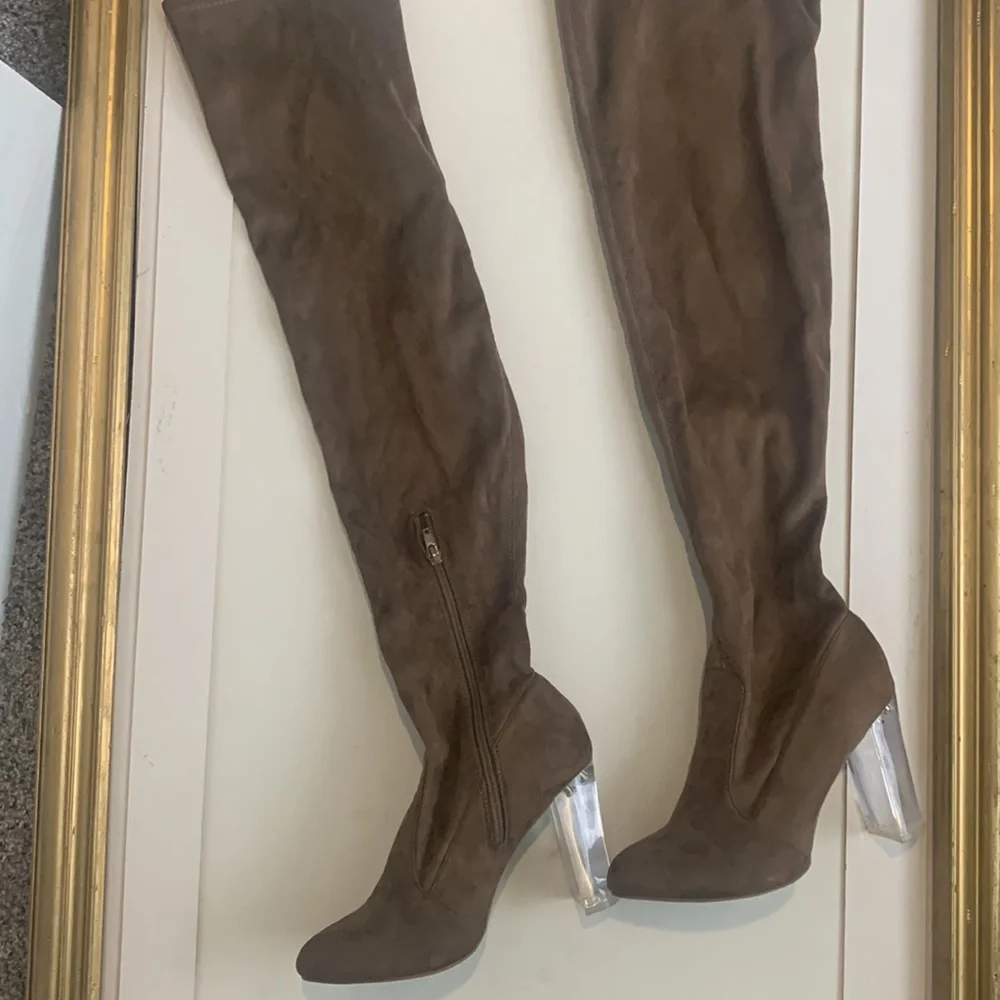 Wild diva over the knee boots size 10 clear heels